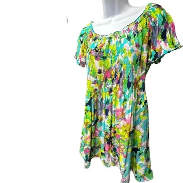 Allison Taylor Water Color Abstract Crinkle Top Size Medium Color Block‎ - Image 8