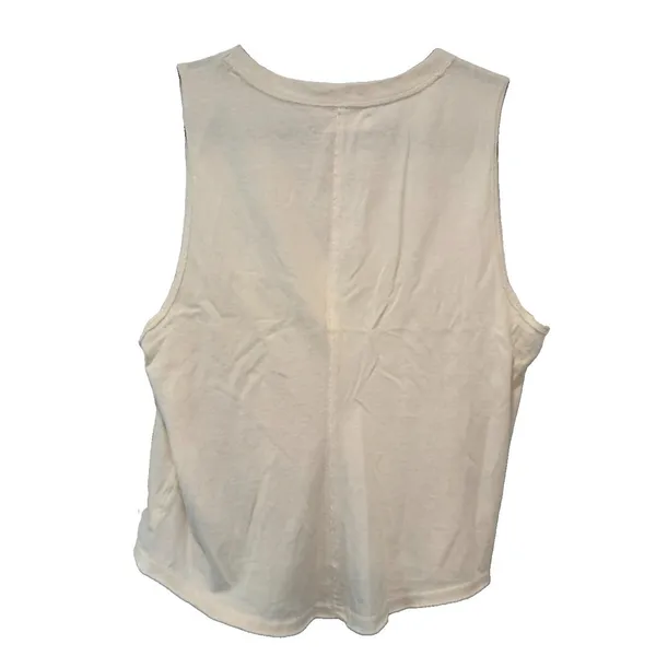 We The Free $58 Check It Out Free People Ivory Checkered Floral Muscle Tee Top M - Image 4