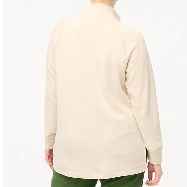 J. Crew Factory Women's Size Small Wide Button-Collar Tunic Sweatshirt Oatmeal - Image 16
