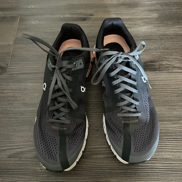On Running Black Gray and Pink Accent Sneakers - Image 8
