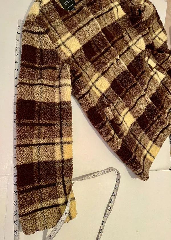 Plaid Snap Button Sherpa Teddy Jacket/ Coat - Image 13