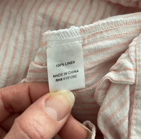 Lulu B 100%Linen White and Pink striped straight leg pants. - Image 4