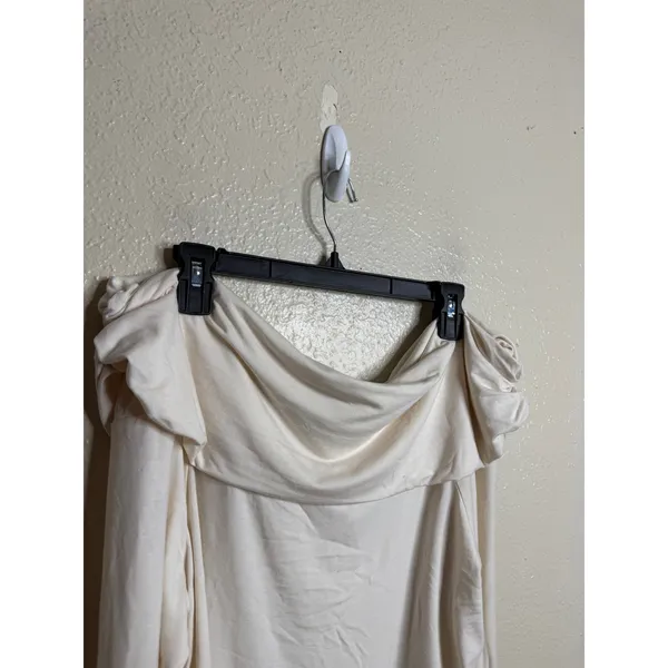 Reformation Florentina Knit Top Horchata Off Shoulder Long Sleeve size XL Cream - Image 5