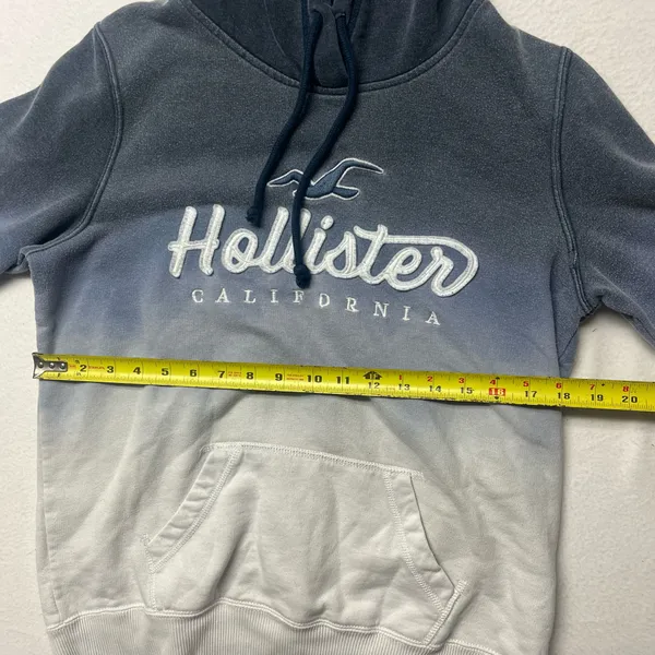 Y2K Hollister Blue White Gradient Ombre Pullover Hoodie Size M - Image 4