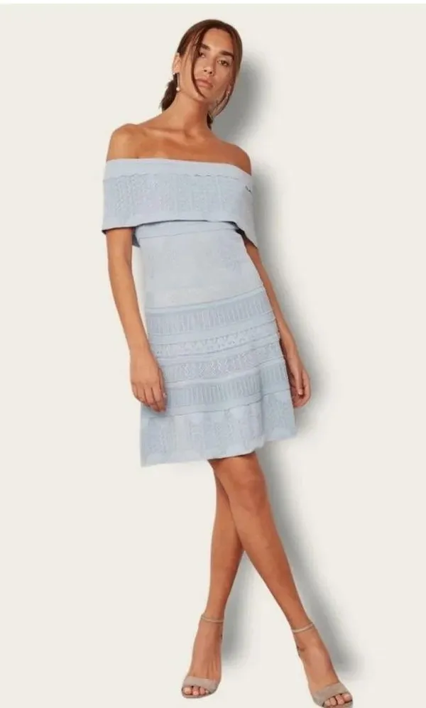 Anthropologie Foxiedox Bardot Dress in Baby Blue - Image 4