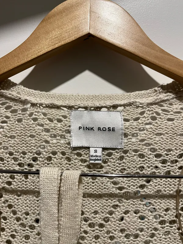Pink Rose Wrap Sweater Cream S - Image 2