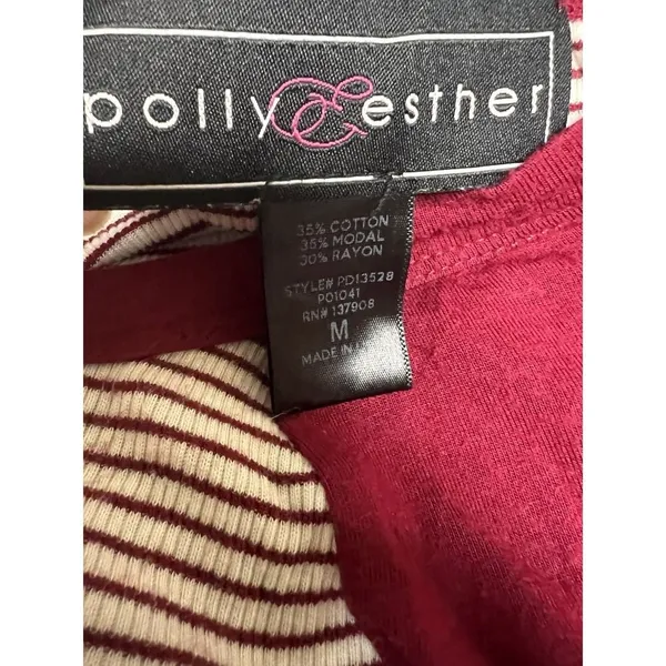 Polly‎ & Esther Womens Medium Burgundy Striped Raglan Baseball T-Shirt Dress - Image 7