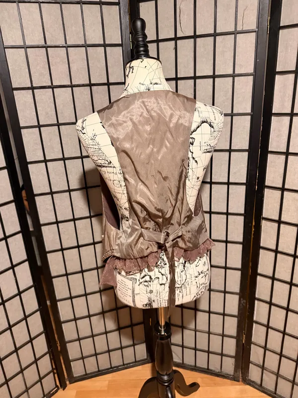 Ryu Vintage y2k Bead Embellish Western Fashion Pink and Brown Vest mesh panels - Image 3