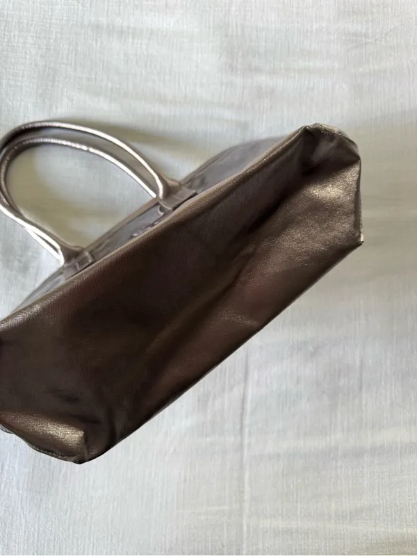 Neiman Marcus Clear PVC Metallic Bronze Trim Tote Bag - Image 11