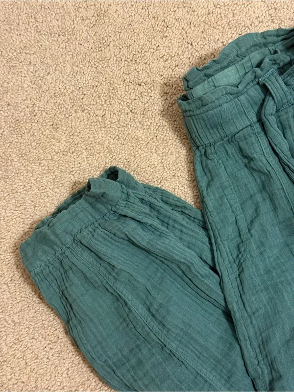 Free People Seafoam Green Elastic Waist Pull-On Trousers with tie - Image 5