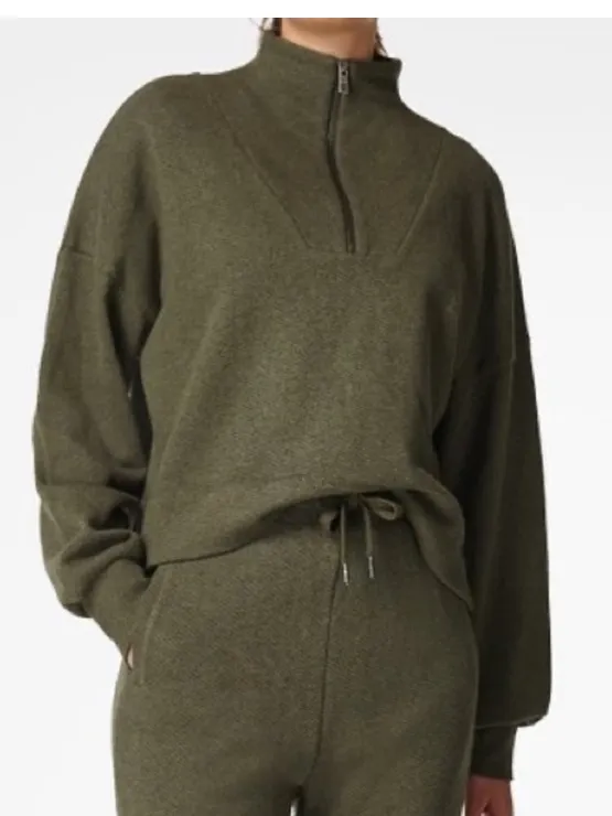 Sweaty Betty Nestle Up Green Quarter Zip Knit Sweatshirt Size XXL - Image 2