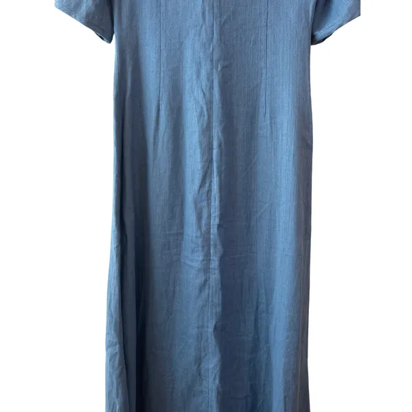 Alexis Jameela Shell Blue Linen Maxi Dress Tie‎ Front Button Size L - Image 15