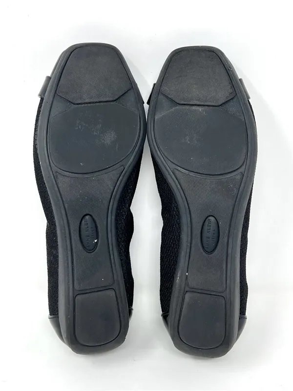 Anne Klein iFlex Akunice Black Knit Patent Ballet Flats Buckle 8M - Image 8