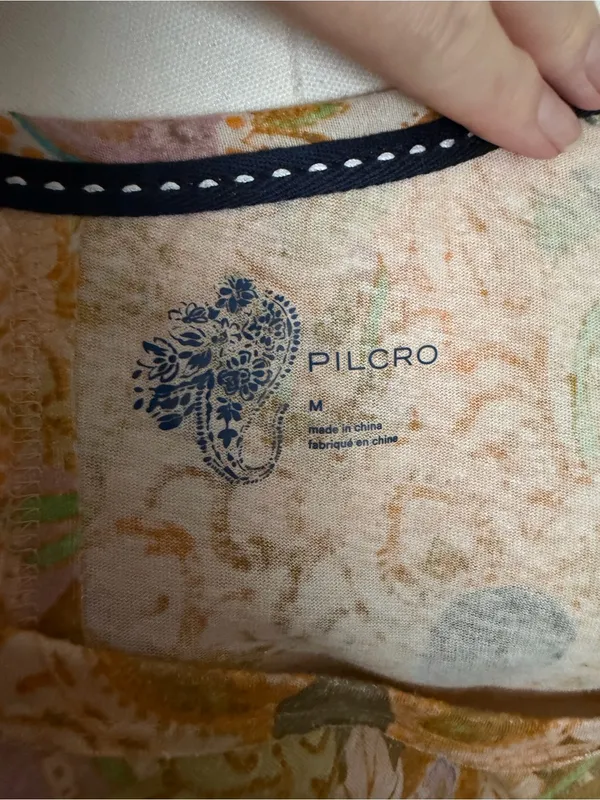 Anthropologie Pilcro Tee Shirt Tunic Floral Oversized Linen Cotton Boho Mustard - Image 10