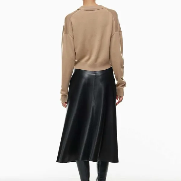 Wilfred Aritzia Clara Merino Wool Waist Crop Sweater in Camel M new without tags - Image 6