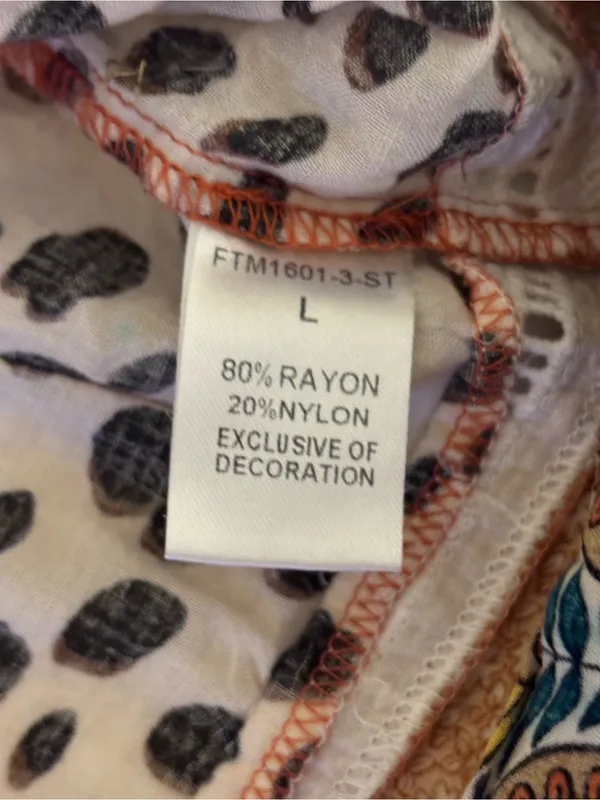 THML Boho Mixed Print Blouse Large Rust Animal Print Paisley Balloon Sleeve - Image 3