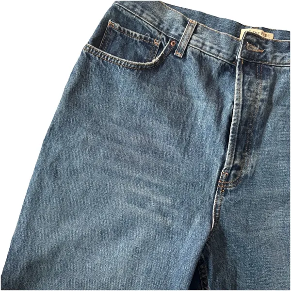 We The Free High Rise Wide Leg Jeans‎ Size 31 Blue Raw Hem Boho - Image 5