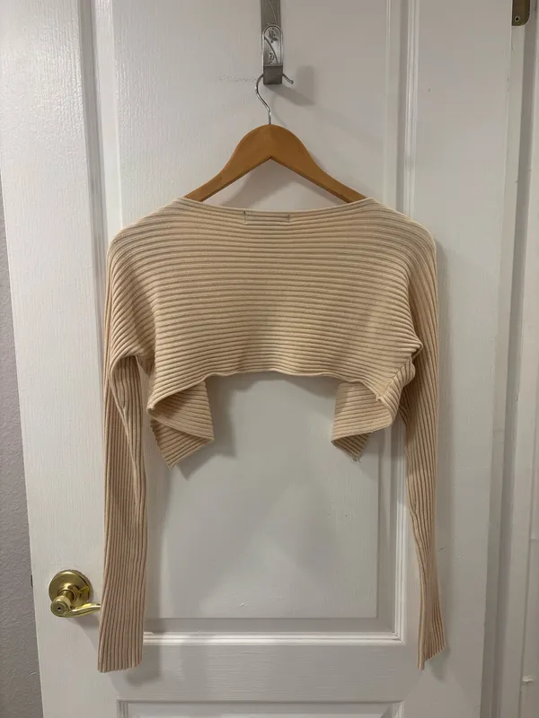 NWT Urban Outfitters Karla Ribbed Shrug Cardigan Bolero Cropped Ivory Beige Cozy S - Image 4