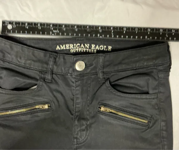 American Eagle Hi-Rise Jegging Size 4 Black Moto Zip - Image 12