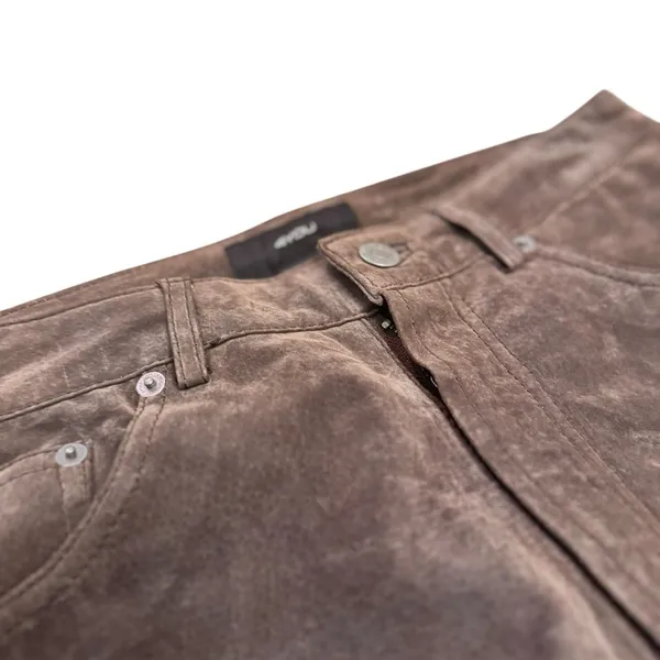 4You Brown Pig Suede Leather Flare Pants 28 Waist Boho Western Vintage NWOT EUC - Image 7