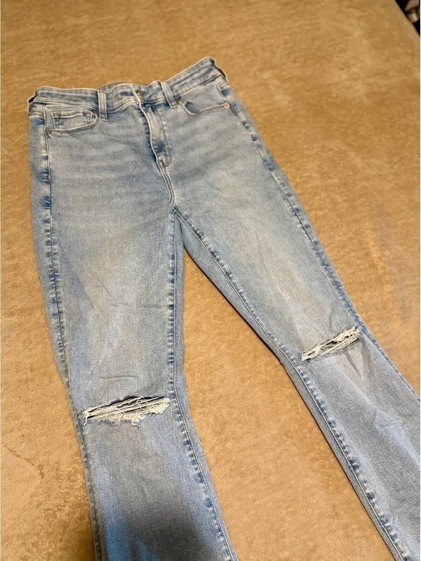 American Eagle Next Level Stretch Light Wash Distressed Flare Jeans - Image 7