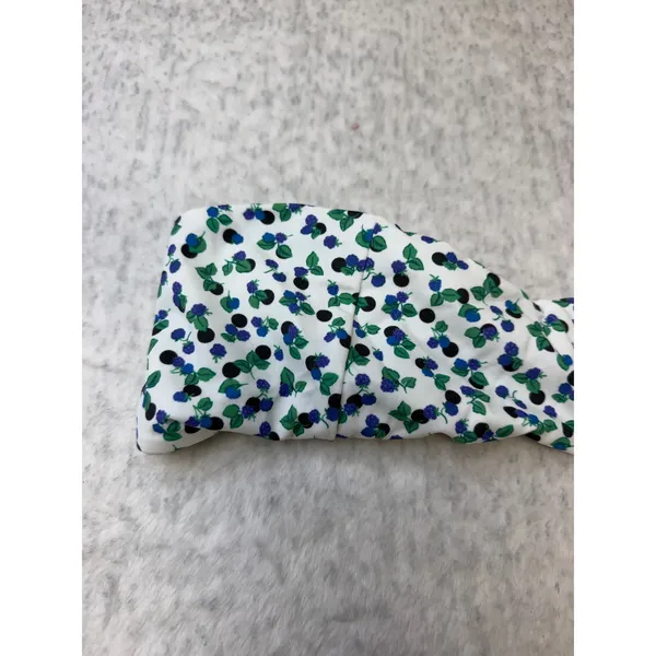 PacSun Swim‎ Womens Medium Blue White Berry Floral Twist Bandeau Bikini Top NWT - Image 2