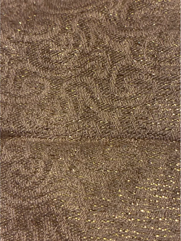 Metallic Rose Gold Shimmer Evening Scarf – Sheer Knit Shawl with Fringe Accent - Image 3