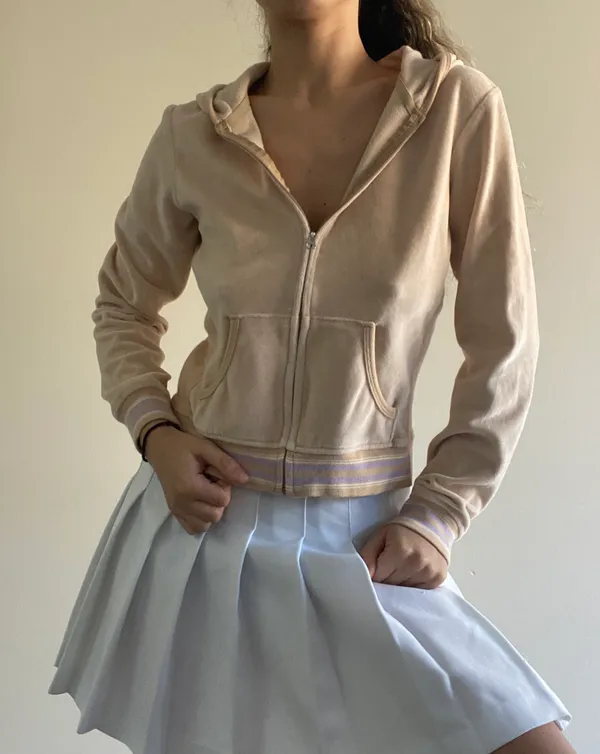Gap Beige 2003  holiday Velour Zip Up - Image 2