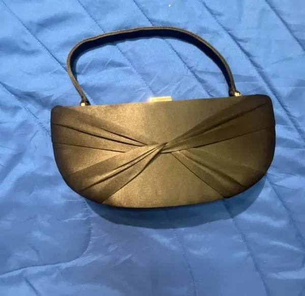 Franchi Black Satin Twist-Front Hard Shell Evening Clutch Bag - Image 2