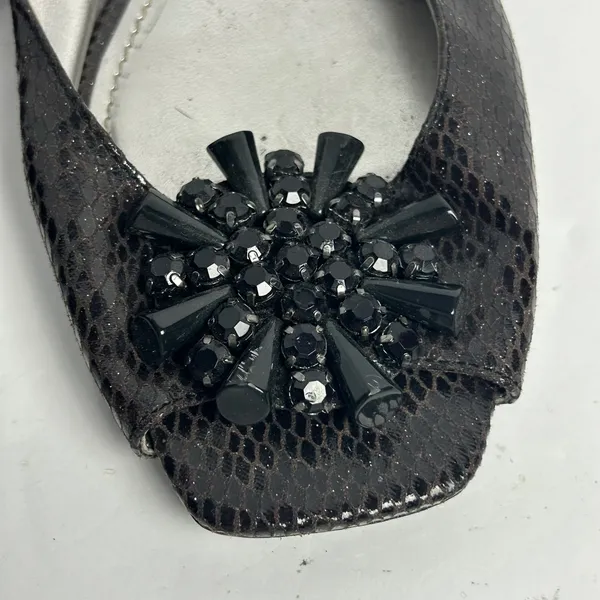 Anne Klein iFlex AK Junior Brown Snakeskin Slingback Kitten Heels Peep Toe 8.5 M - Image 9