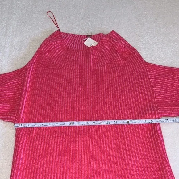 Free People Charlotte‎ Boat Neck Tunic Sweater Pink Oversized Chunky Knit M NWT - Image 3
