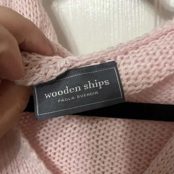 WOODEN SHIPS hooded knit sweater pink size small /‎ medium - Image 3
