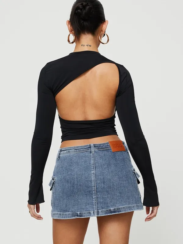 Princess Polly Grishea Low Rise Denim Skirt Blue Size 10 - Image 4