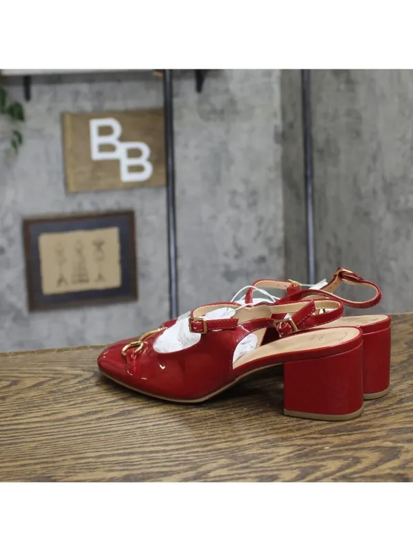 A New Day Womens Lucky Square Toe Mary Jane Heels Block 94305220 Red 7.5M - Image 2