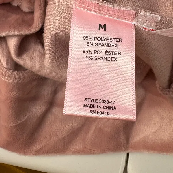 Juicy Couture Pink Velour‎ Top with Rhinestone Logo Size Medium EUC - Image 7