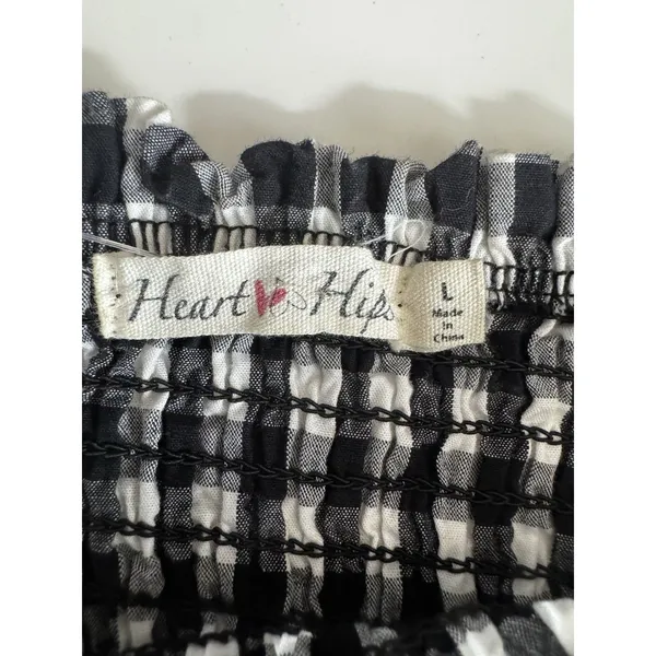 Heart Hips Gingham Smocked Tube Top Black White Check Size L Cottagecore Summer - Image 3