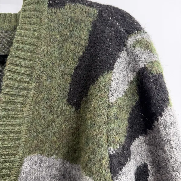 Moth Anthropologie Camo Fuzzy Longline Open Cardigan Sweater Women’s S - Image 2