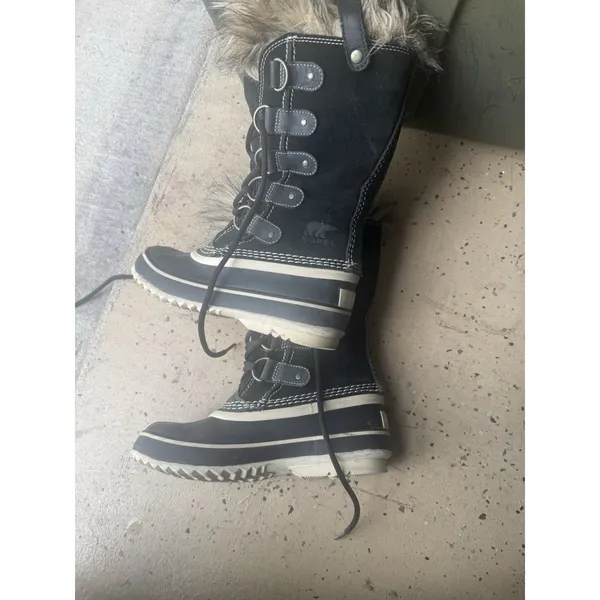 SOREL Joan of Arctic II BLACK SUEDE Faux Fur WATERPROOF BOOTS Womens 5 - Image 2