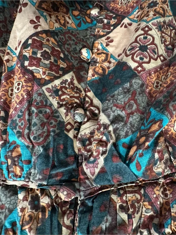 Anthropologie “Peregrine” Patchwork Midi Dress – Smocked Bodice – Size Medium - Image 7