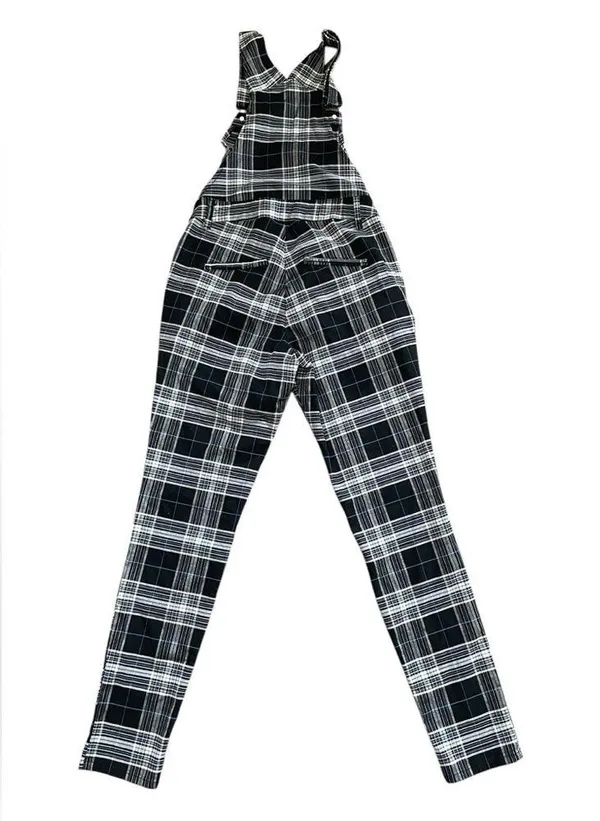 Hot Topic Gray Black Blue Goth Grunge Emo Scene Plaid Utility Overalls - Image 4