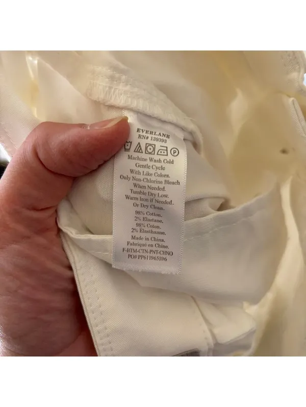 Everlane EUC Women's Off White Straight Cropped Chino Pants Size 2 - Image 4