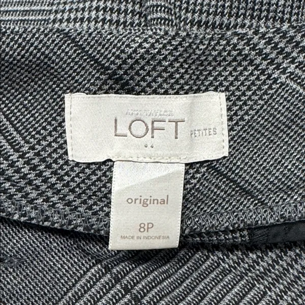 Loft Petite Women’s Plaid Flare Classic Everyday‎ Career Trouser Pants 8P Gray - Image 7