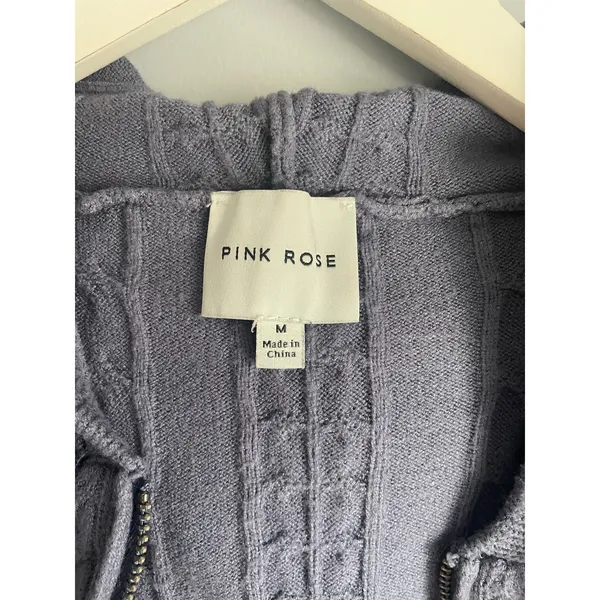 Bella Swan Y2K Zip up cardigan hoodie cableknit dusty blue size medium Pink Rose - Image 2