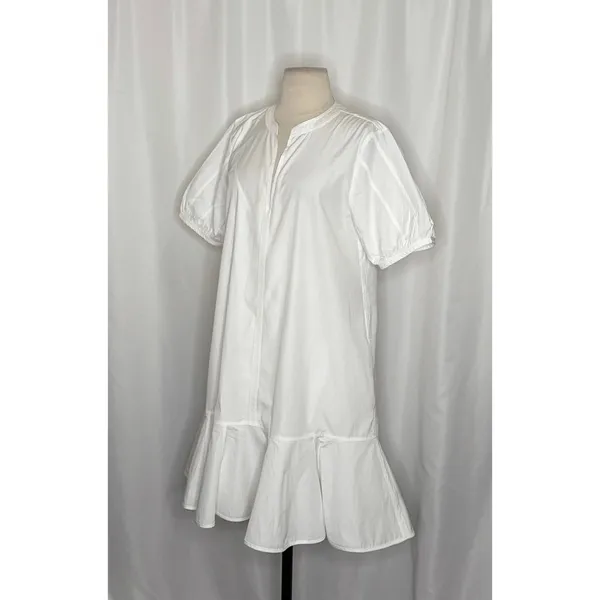 NWT!! J. CREW Delilah Dress‎ Cotton Poplin Solid White Mini Ruffle Small Tall ST - Image 6