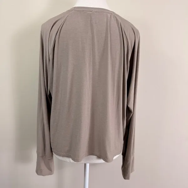 Beyond Yoga Spacedye Womens Taupe Crewneck Long Sleeve Top Relaxed Fit XL - Image 3