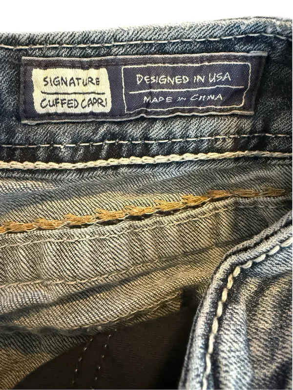 Miss Me Signature Cuffed Capri Jeans Womens 30 Rhinestone Flap Pocket Y2K - Image 7