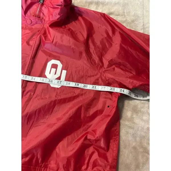 G III Sports Carl Banks OU Hooded Raincoat Size Medium Oklahoma Sooners Crimson - Image 6