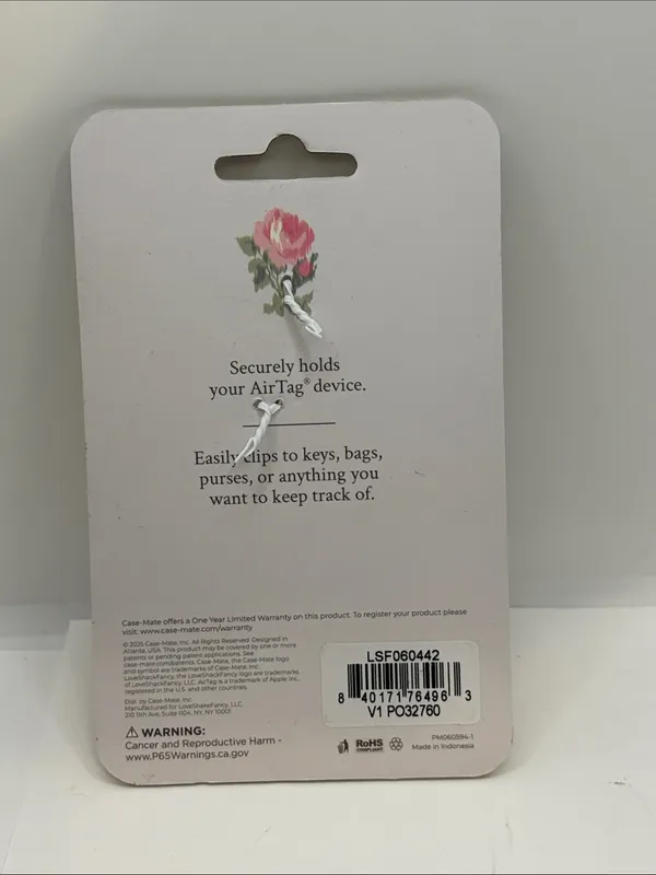 LoveShackFancy Pink Floral Keychain Charm with Gold Hardware - Image 2