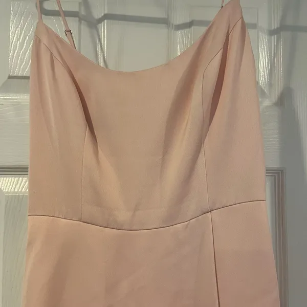David’s Bridal Light Pink Bridesmaid Dress Size 6 Slit Spaghetti Strap Formal - Image 2