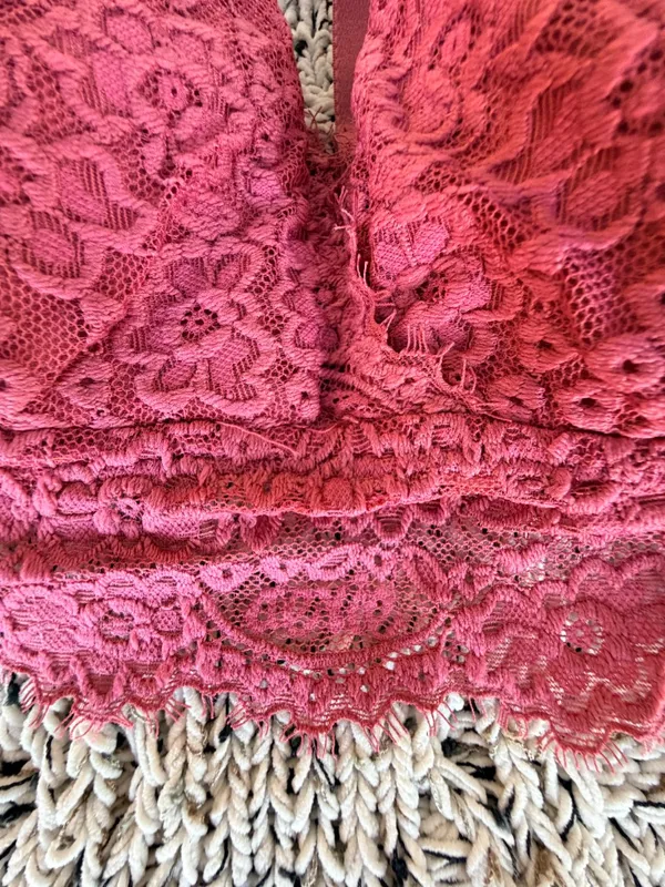 Aerie | Dark Blush Pink Eyelash Lace Bralette | L - Image 5